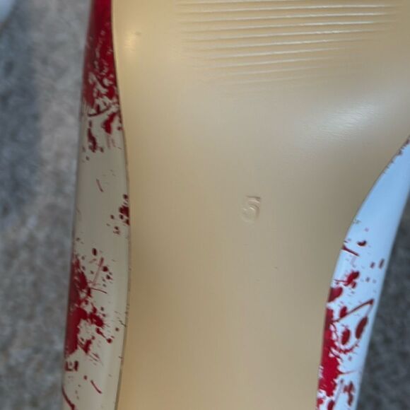 Reindee Lusion White Red Splatter Transparent Block Mid Heel RoundToe Size 5 NEW - Picture 7 of 14